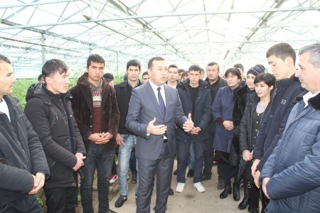 Амударё тумани ҳокими ёшлар билан иссиқхонага ташриф буюрди